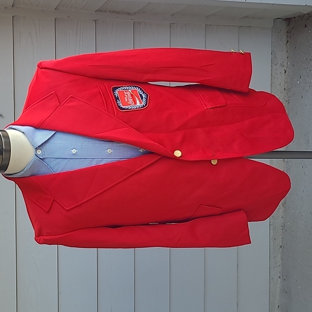 COCA COLA Salesman Red RARE Polyester Mens Sz 44 S Sport Coat Blazer‎ VTG 70s